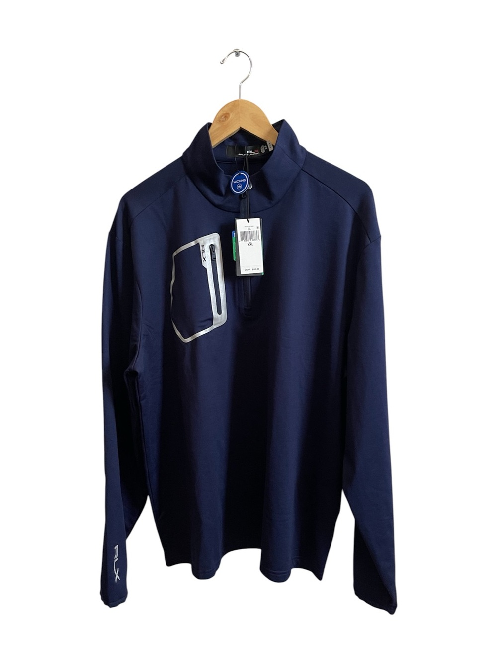 Ralph Lauren RLX Golf 1/4 Zip Pullover Navy Blue Wicking Pocket Size 2XL